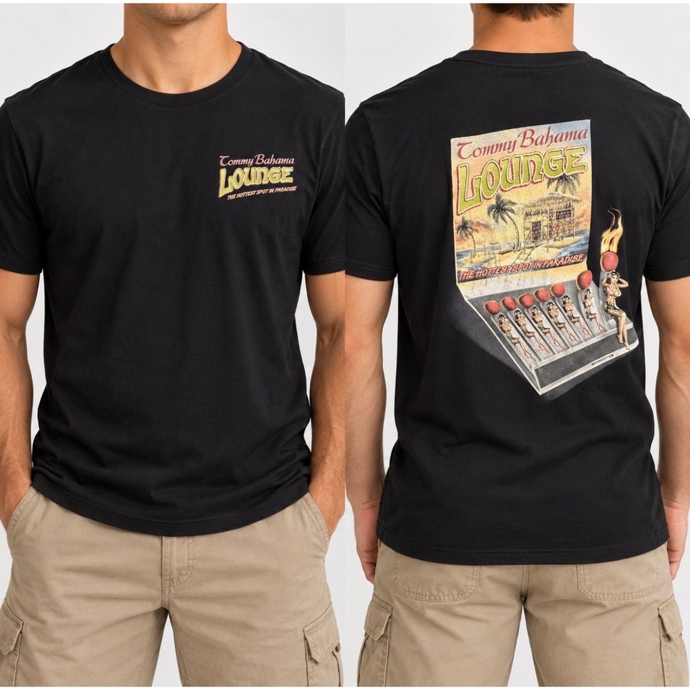 Tommy Bahama Relax T Shirt XL Black Good Graphic Lounge Tee